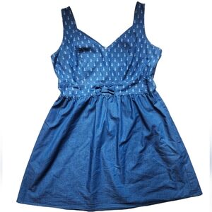 Pink Muchacha Pineapple Print Blue Sweetheart Dress with Bow- XL